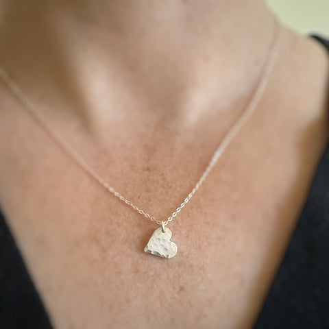 Sterling Silver Hammered Heart pendant necklace