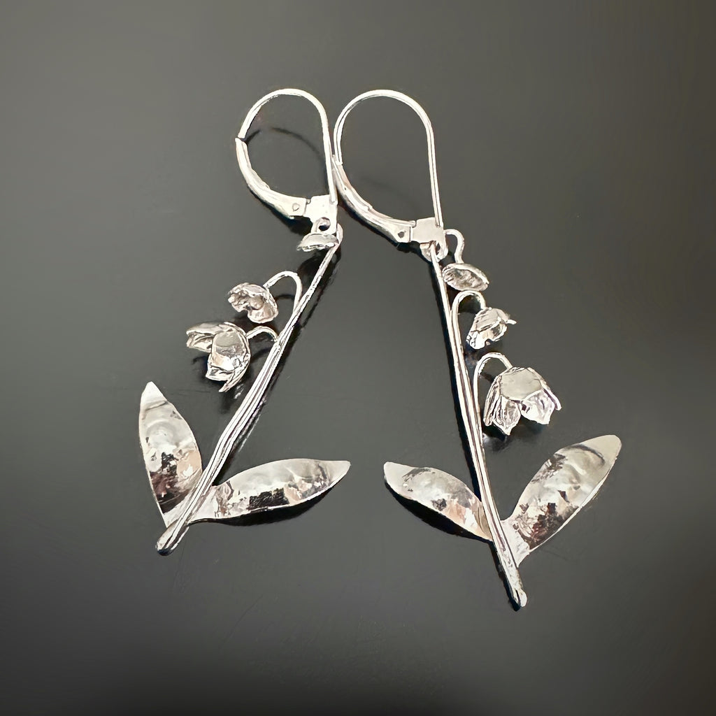 handmade sterling silver lily of the valley earrings