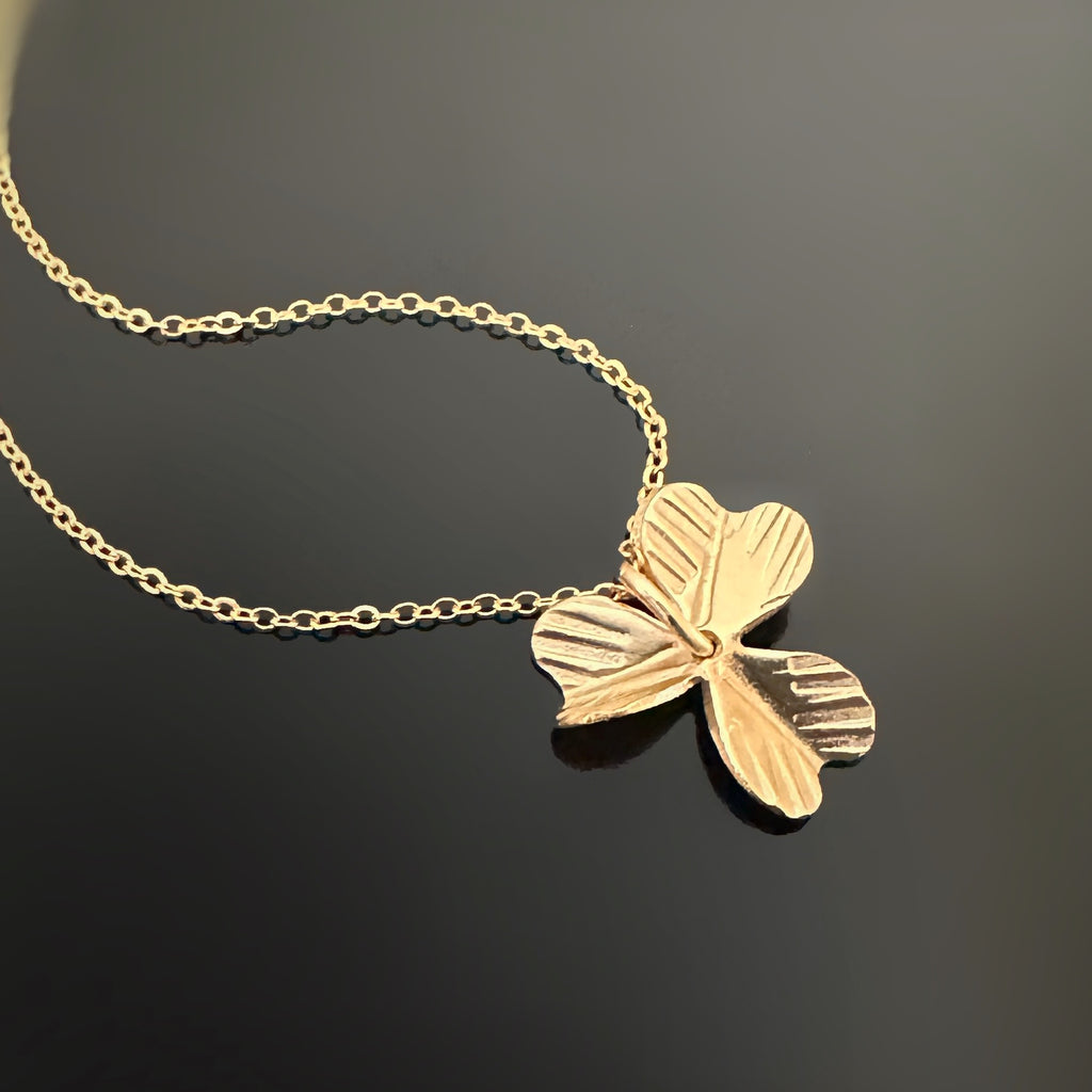 14k gold-filled clover leaf handmade pendant necklace