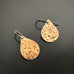 square confetti textured oxidized brass tear drop earrings